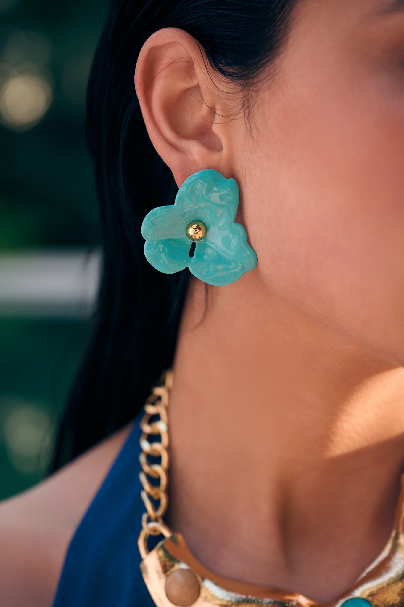 Brinco Fleur Turquoise