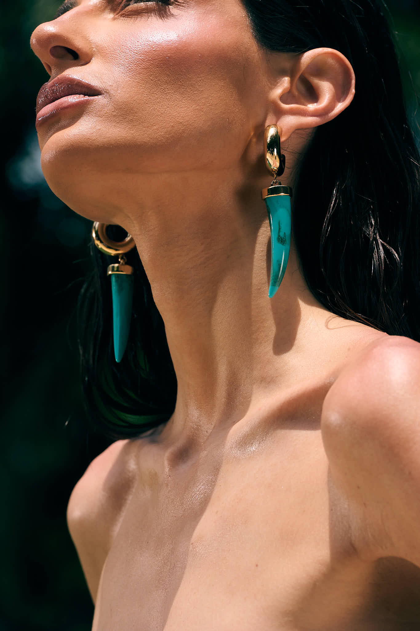 Brinco Dente de Tigre Turquesa