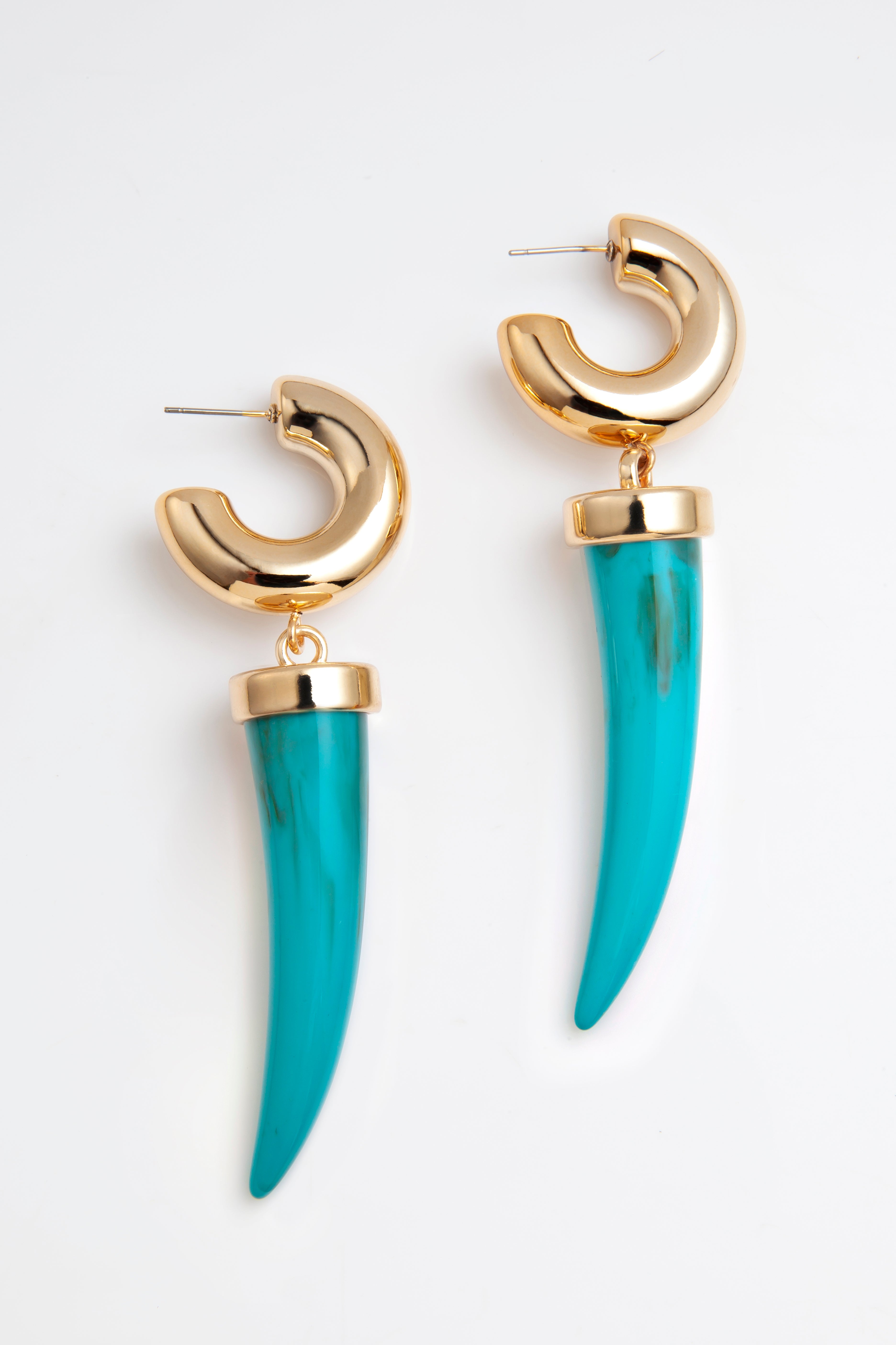 Brinco Dente de Tigre Turquesa