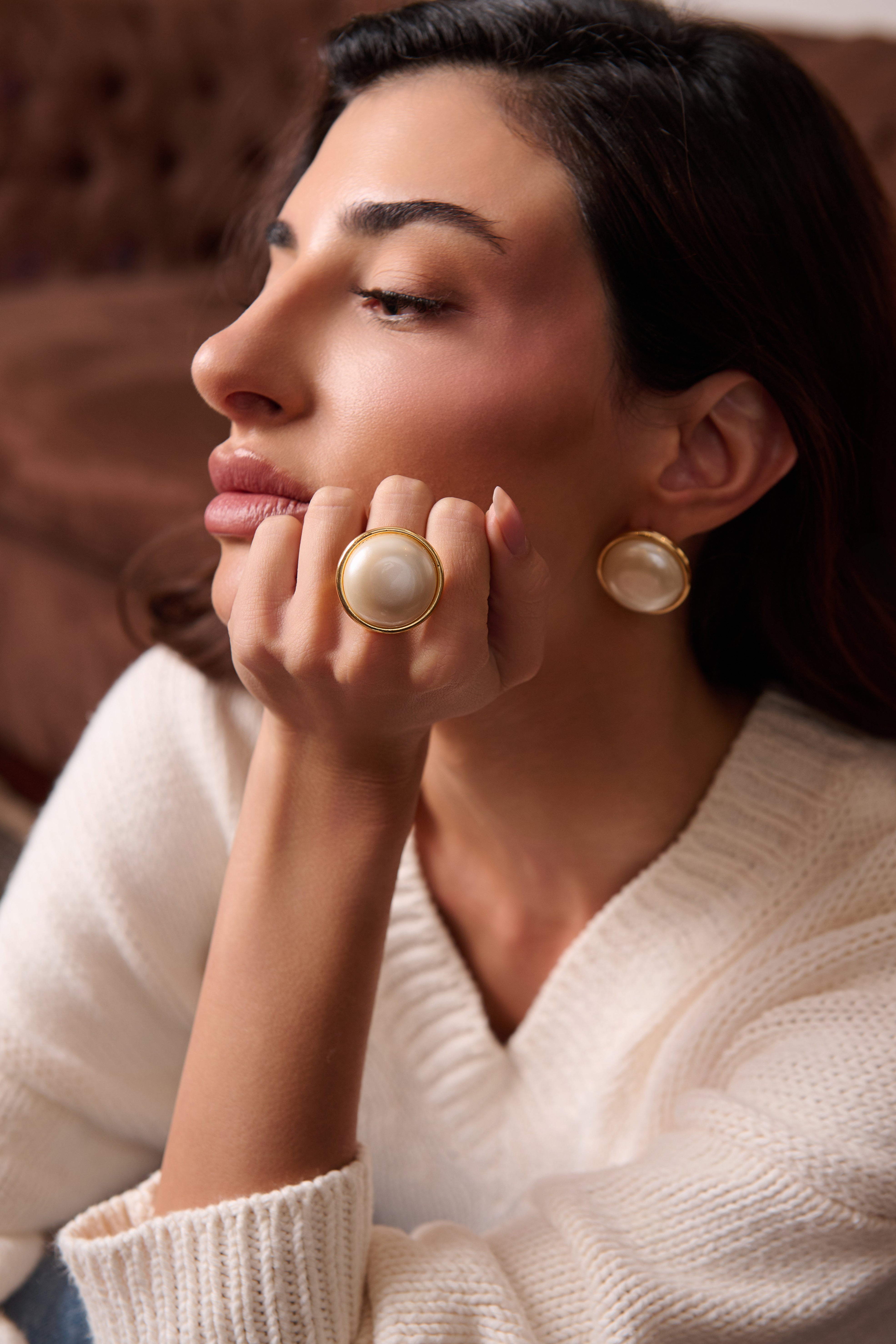 Brinco Cabochon Pearl