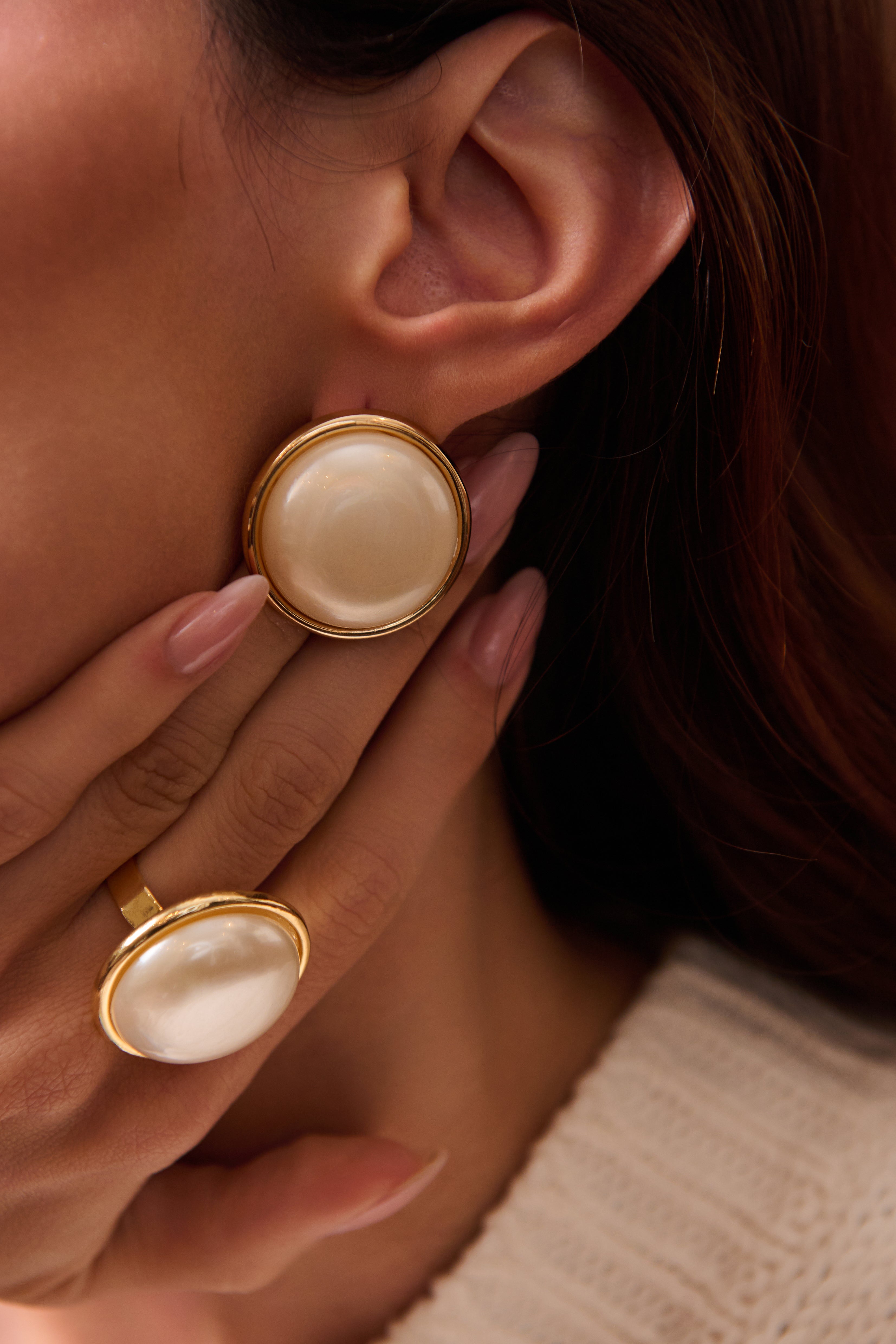 Brinco Cabochon Pearl