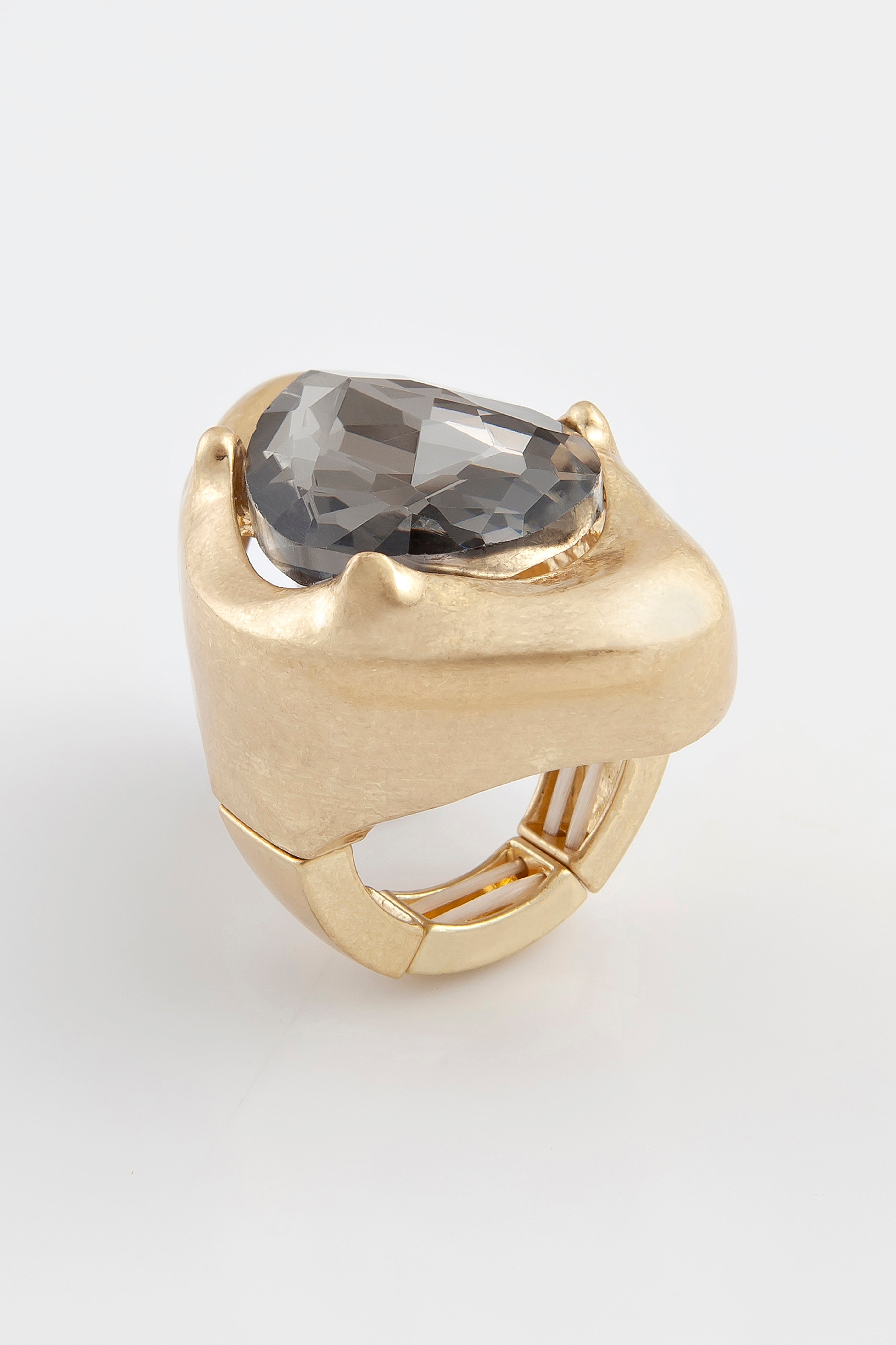 Anel Ajustável Cristal Tide - Preto